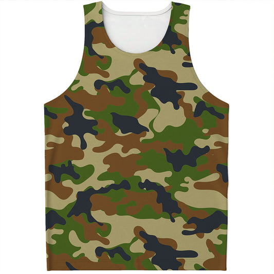 Military Green Camouflage Print Men's Tank Top
