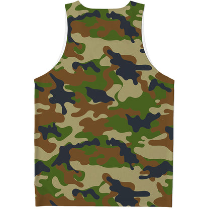 Military Green Camouflage Print Men's Tank Top