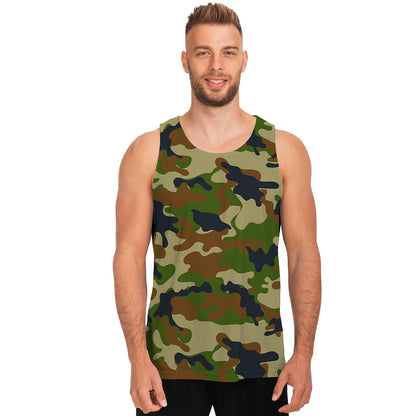 Military Green Camouflage Print Men's Tank Top