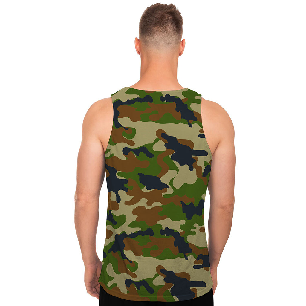 Military Green Camouflage Print Men's Tank Top