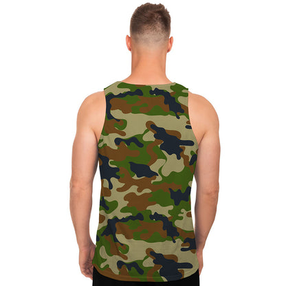 Military Green Camouflage Print Men's Tank Top
