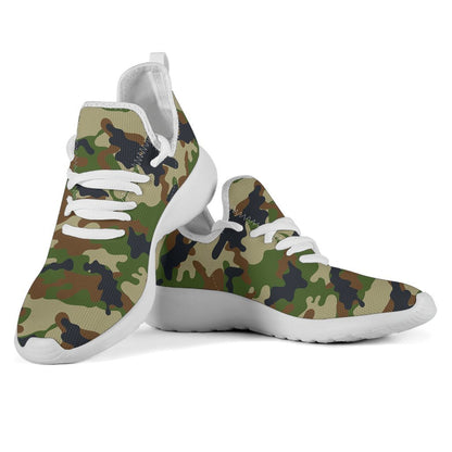 Military Green Camouflage Print Mesh Knit Shoes GearFrost