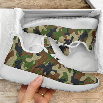Military Green Camouflage Print Mesh Knit Shoes GearFrost