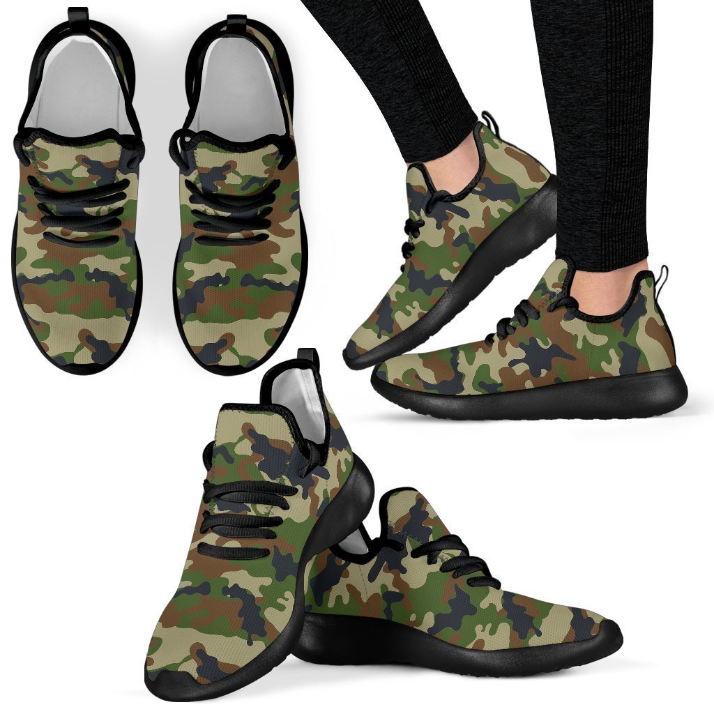 Military Green Camouflage Print Mesh Knit Shoes GearFrost