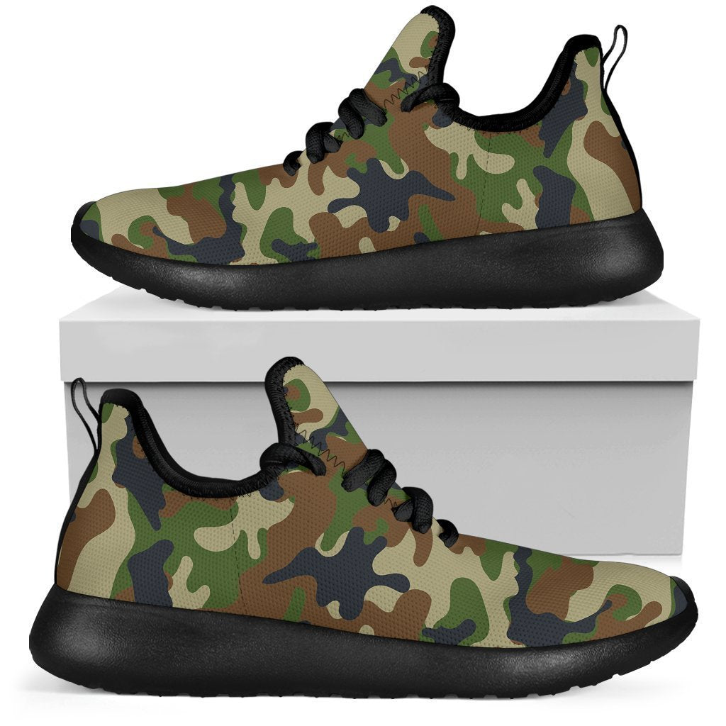 Military Green Camouflage Print Mesh Knit Shoes GearFrost