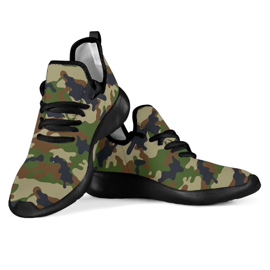 Military Green Camouflage Print Mesh Knit Shoes GearFrost