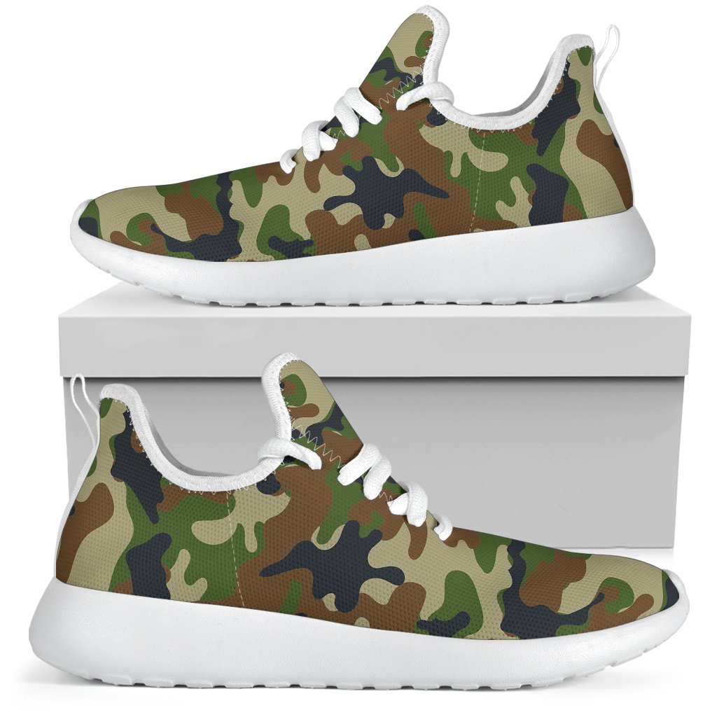 Military Green Camouflage Print Mesh Knit Shoes GearFrost