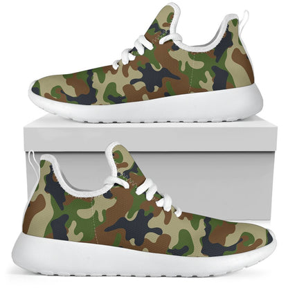 Military Green Camouflage Print Mesh Knit Shoes GearFrost