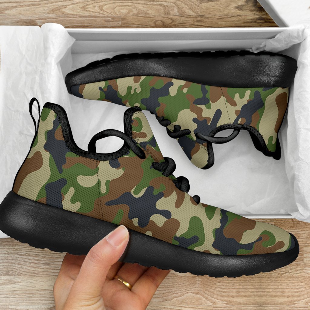 Military Green Camouflage Print Mesh Knit Shoes GearFrost
