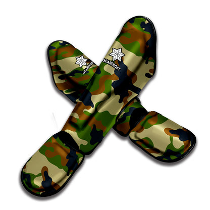 Military Green Camouflage Print Muay Thai Shin Guard