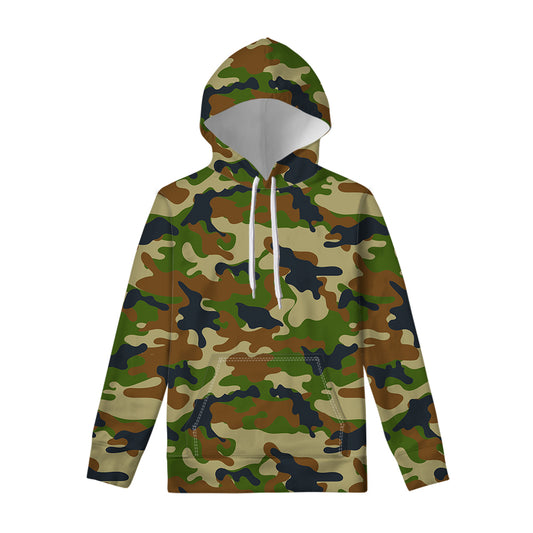 Military Green Camouflage Print Pullover Hoodie