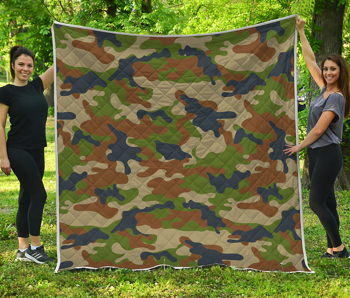 Military Green Camouflage Print Quilt