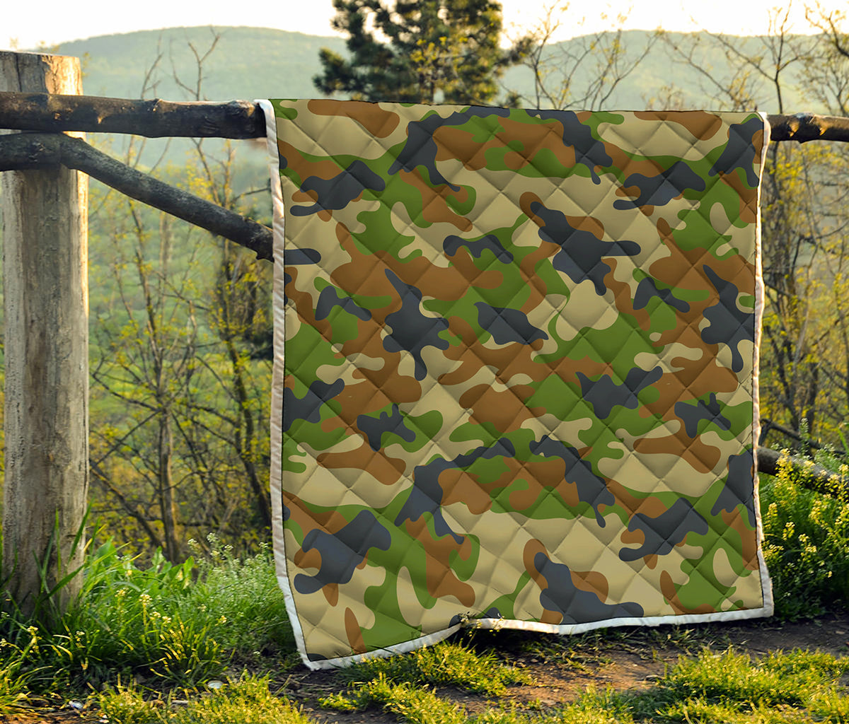 Military Green Camouflage Print Quilt