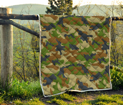 Military Green Camouflage Print Quilt
