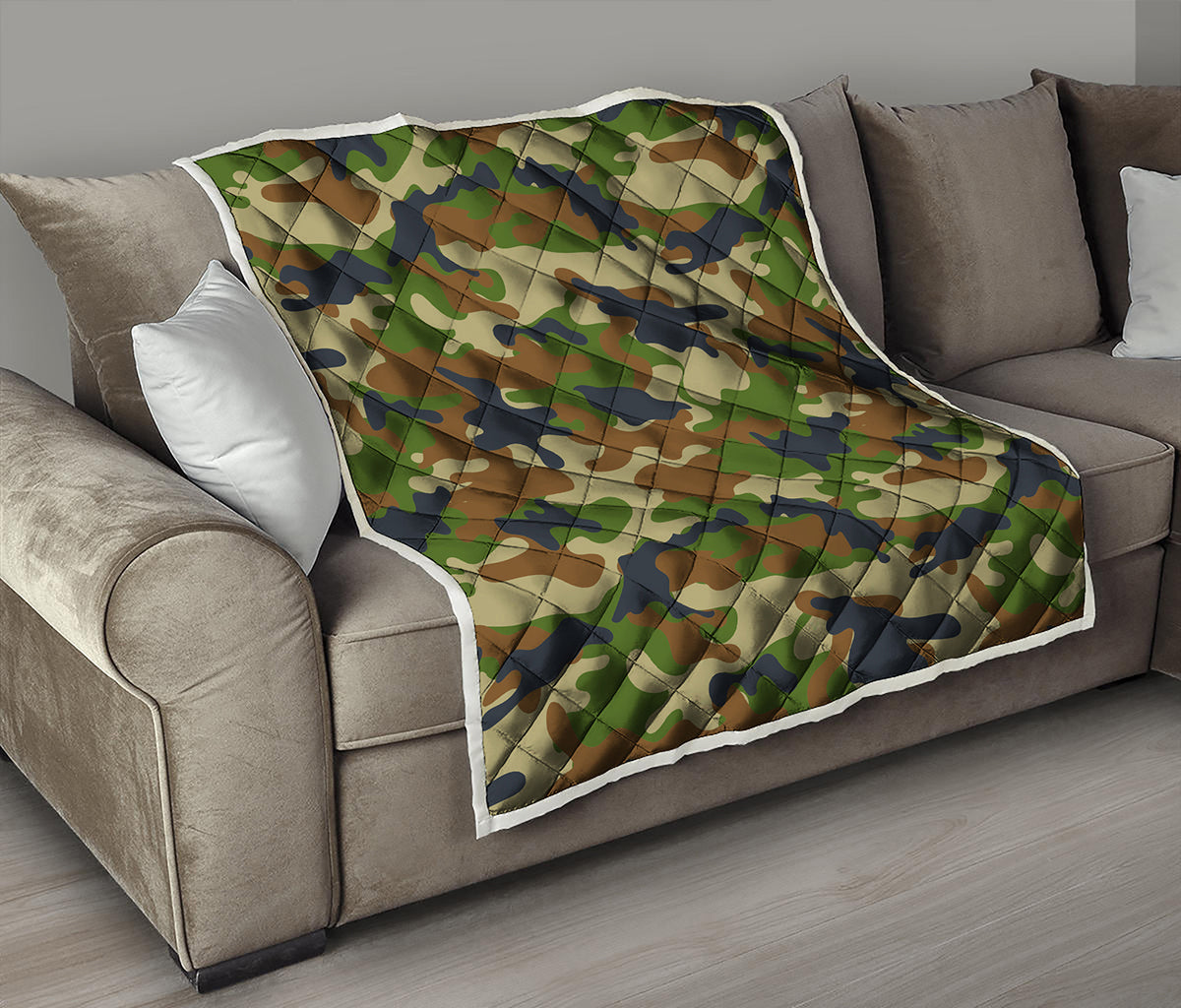 Military Green Camouflage Print Quilt