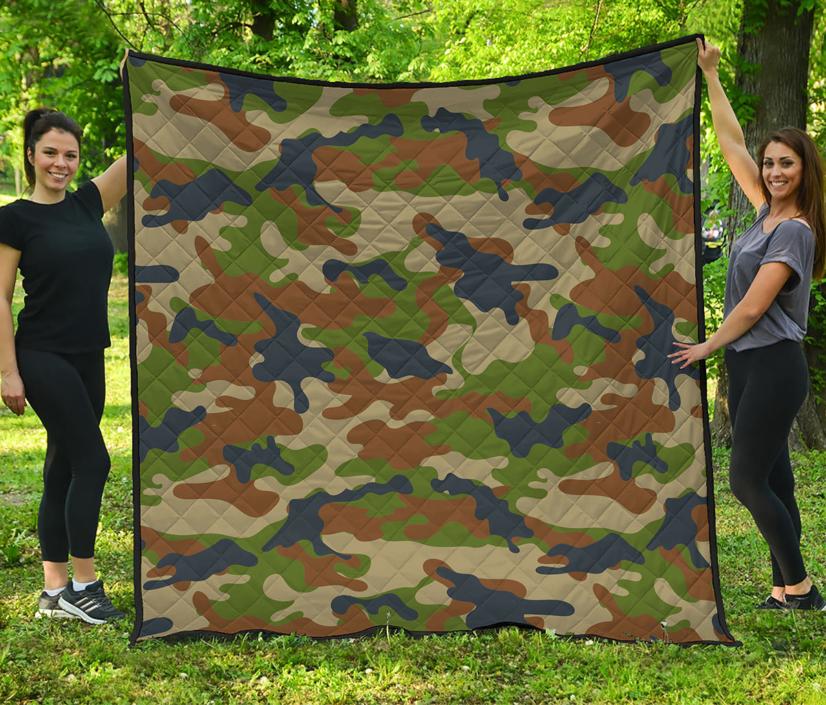 Military Green Camouflage Print Quilt