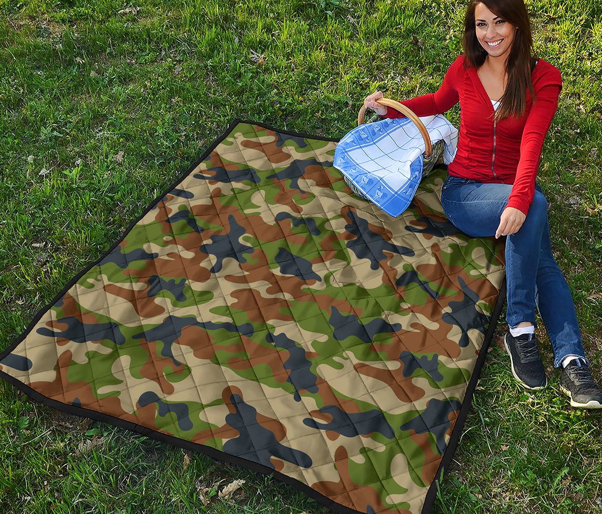 Military Green Camouflage Print Quilt