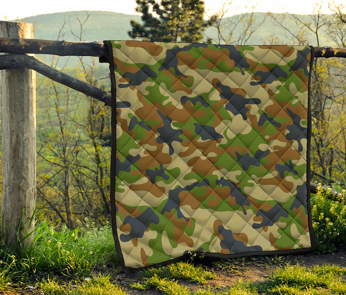 Military Green Camouflage Print Quilt