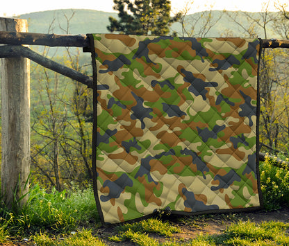 Military Green Camouflage Print Quilt