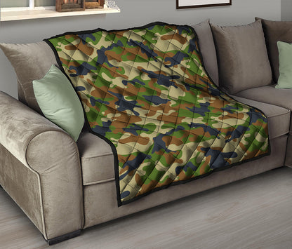 Military Green Camouflage Print Quilt