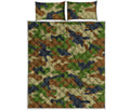 Military Green Camouflage Print Quilt Bed Set