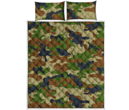 Military Green Camouflage Print Quilt Bed Set