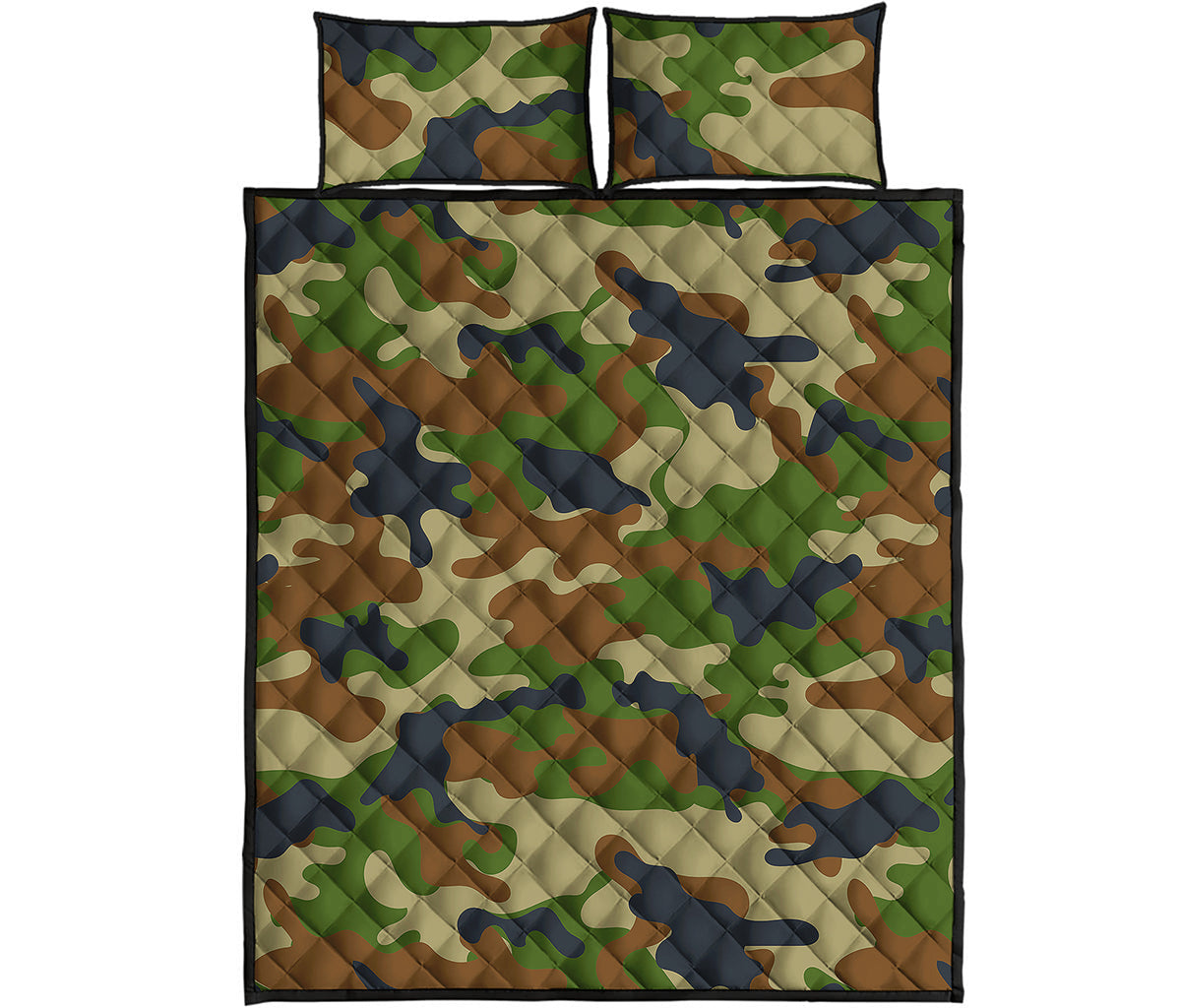 Military Green Camouflage Print Quilt Bed Set
