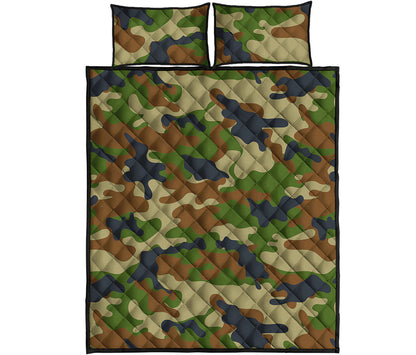 Military Green Camouflage Print Quilt Bed Set