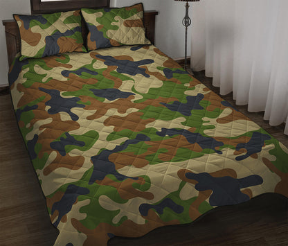 Military Green Camouflage Print Quilt Bed Set