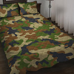 Military Green Camouflage Print Quilt Bed Set