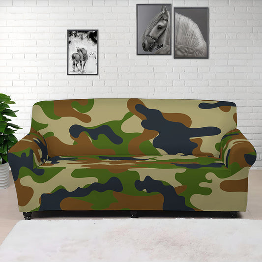 Military Green Camouflage Print Sofa Cover