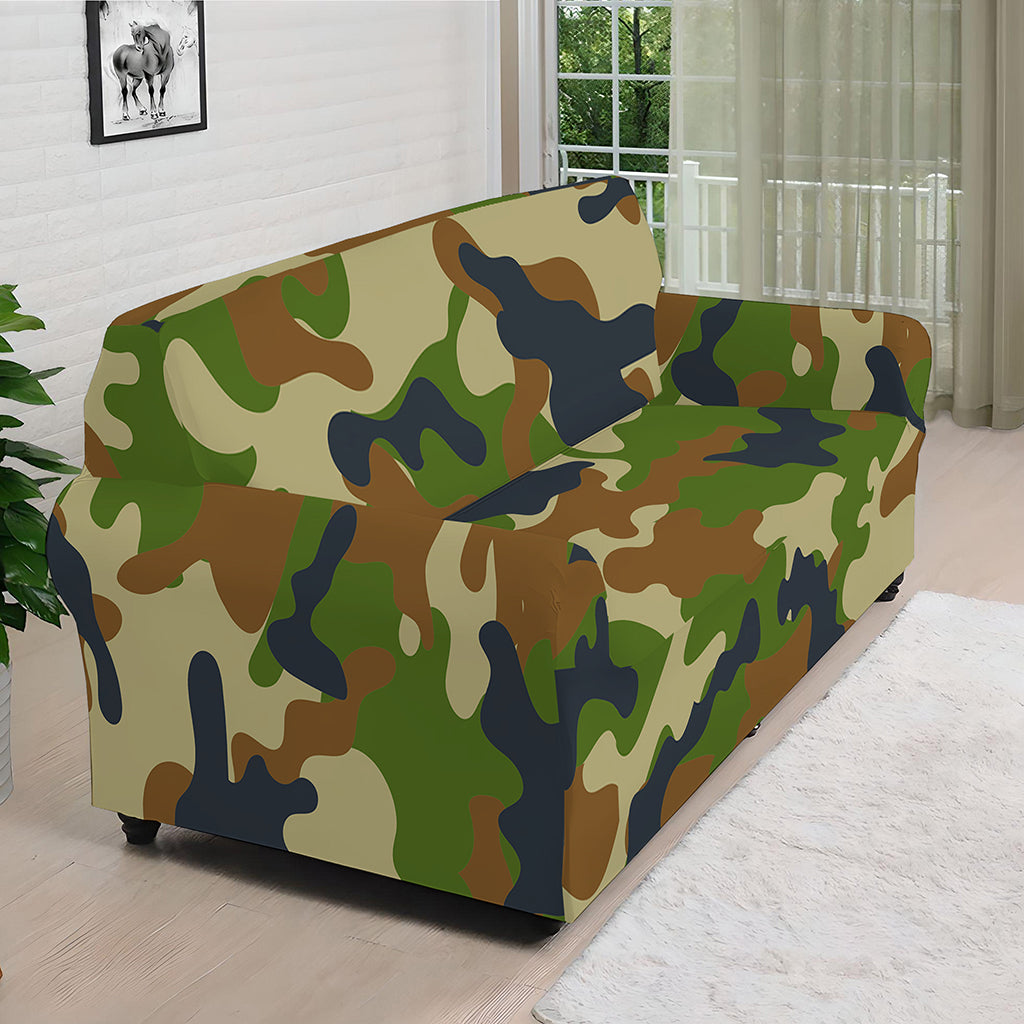Military Green Camouflage Print Sofa Cover