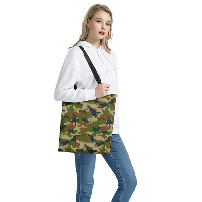 Military Green Camouflage Print Tote Bag
