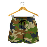 Military Green Camouflage Print Women's Shorts