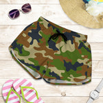 Military Green Camouflage Print Women's Shorts