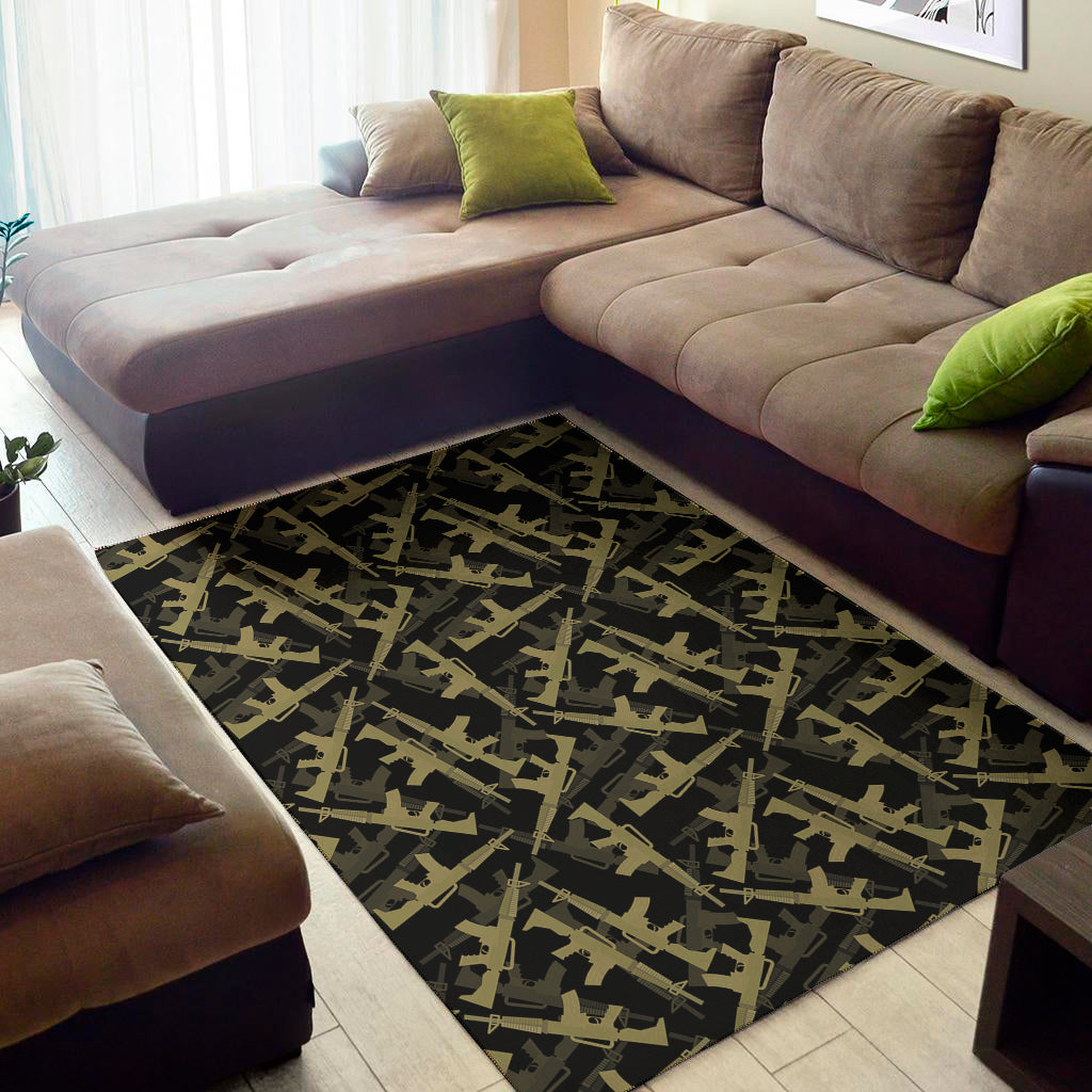 Military Guns Pattern Print Area Rug