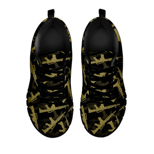 Military Guns Pattern Print Black Sneakers