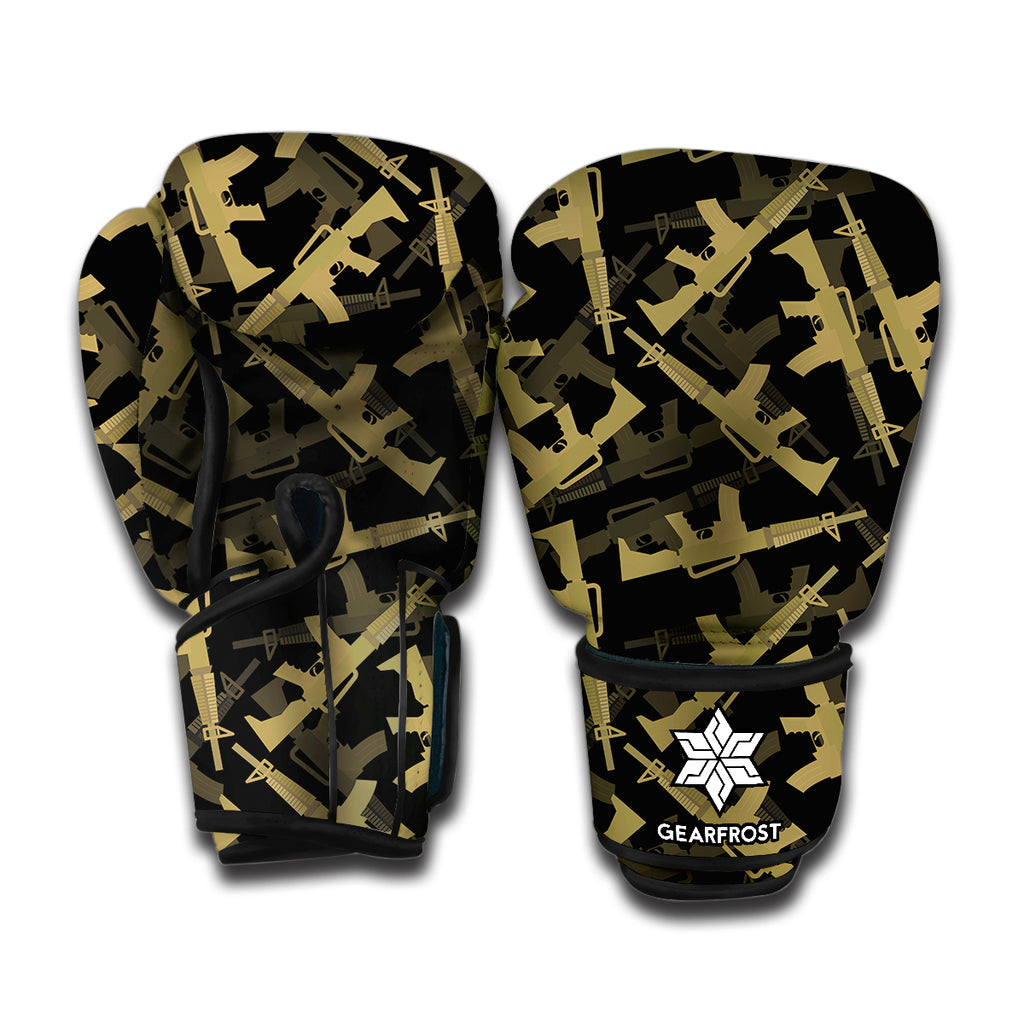 Military Guns Pattern Print Boxing Gloves