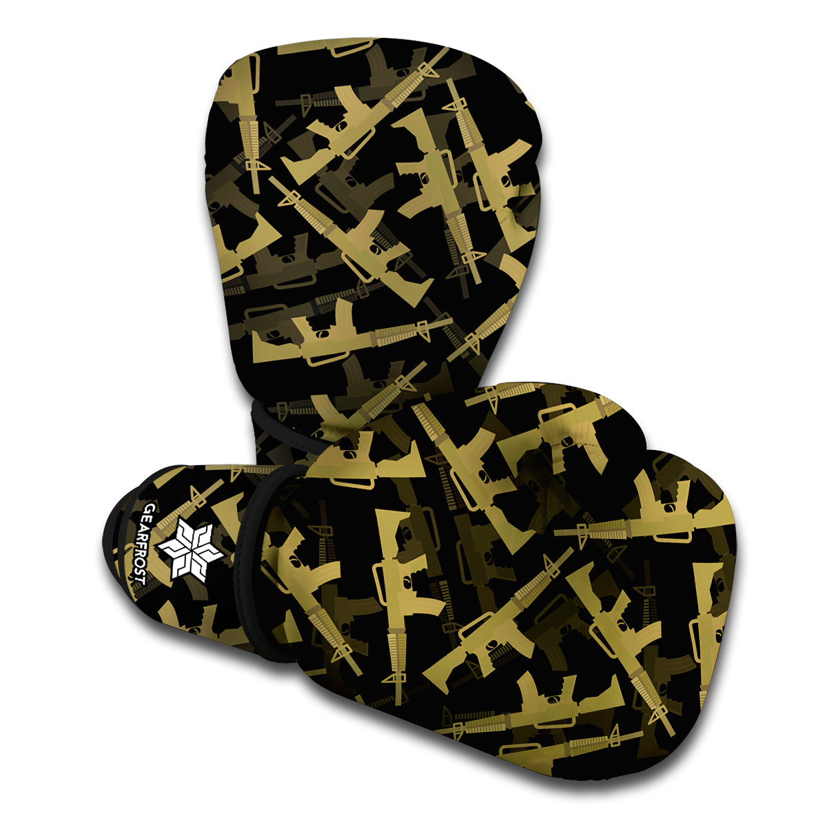 Military Guns Pattern Print Boxing Gloves