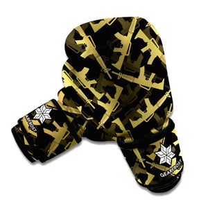 Military Guns Pattern Print Boxing Gloves