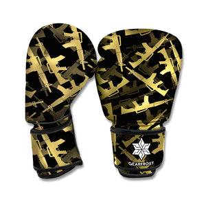 Military Guns Pattern Print Boxing Gloves