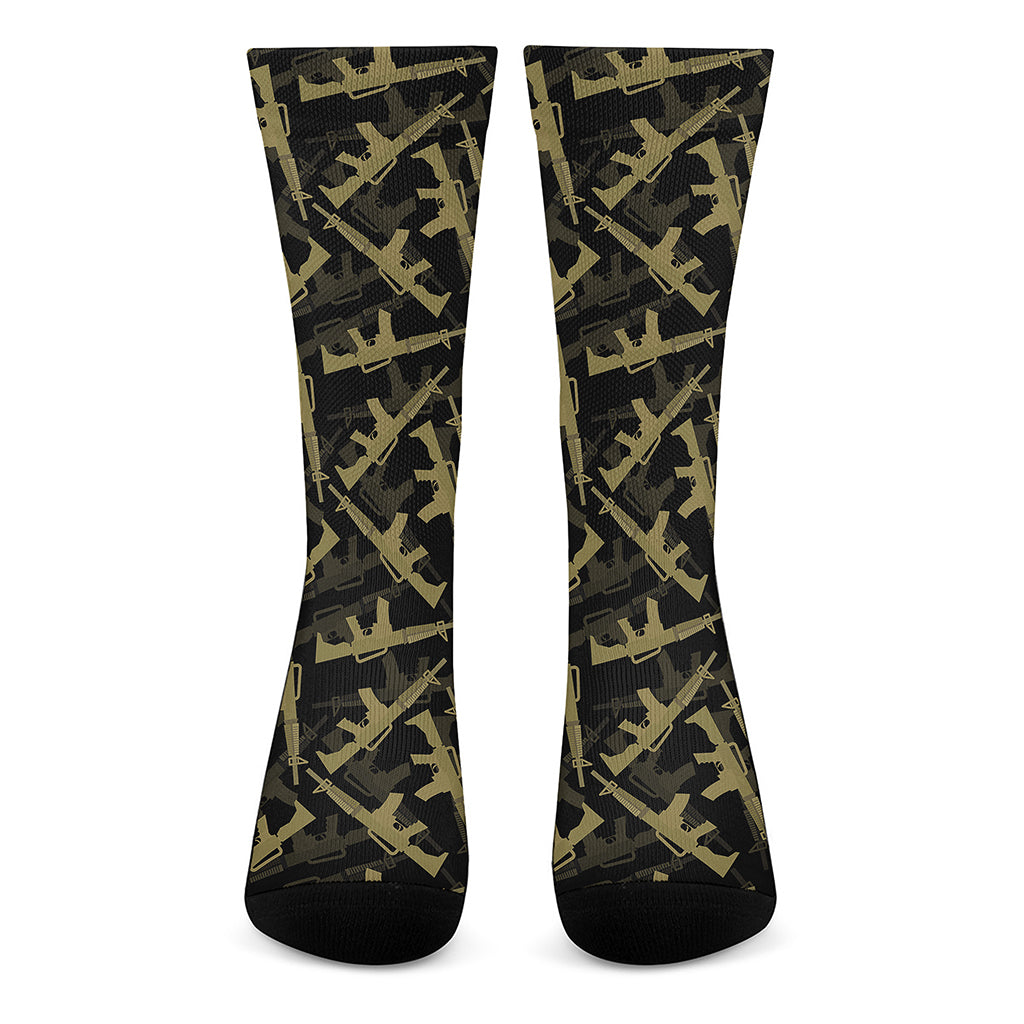 Military Guns Pattern Print Crew Socks
