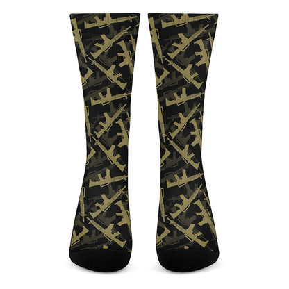 Military Guns Pattern Print Crew Socks
