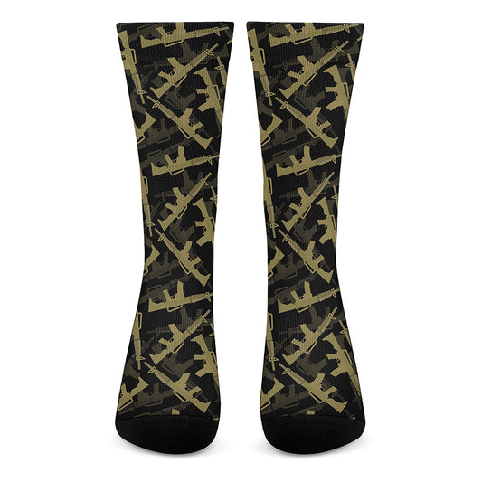 Military Guns Pattern Print Crew Socks