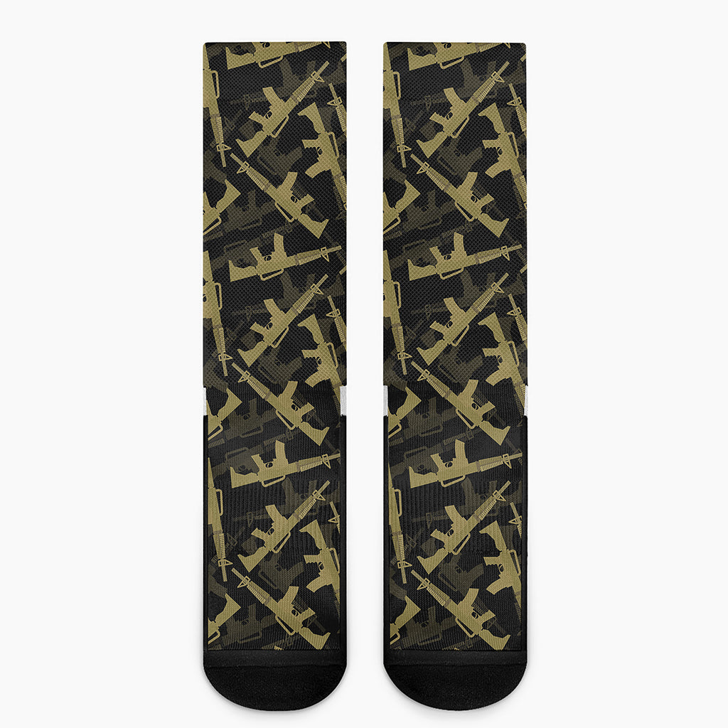 Military Guns Pattern Print Crew Socks