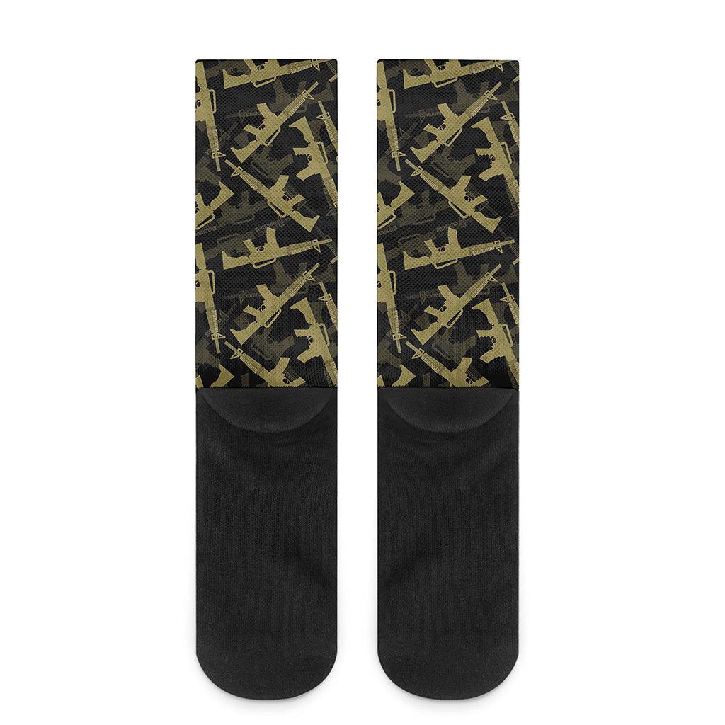 Military Guns Pattern Print Crew Socks