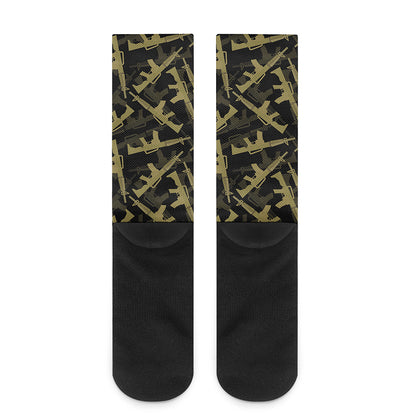 Military Guns Pattern Print Crew Socks