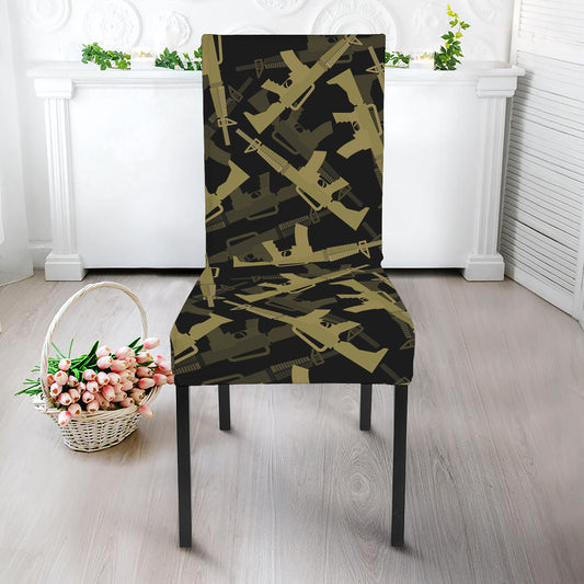 Military Guns Pattern Print Dining Chair Slipcover