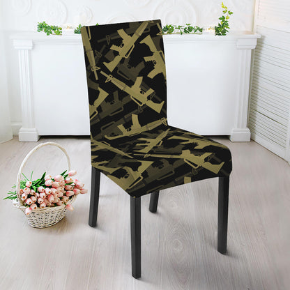 Military Guns Pattern Print Dining Chair Slipcover