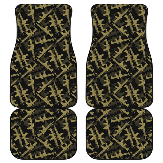 Military Guns Pattern Print Front and Back Car Floor Mats